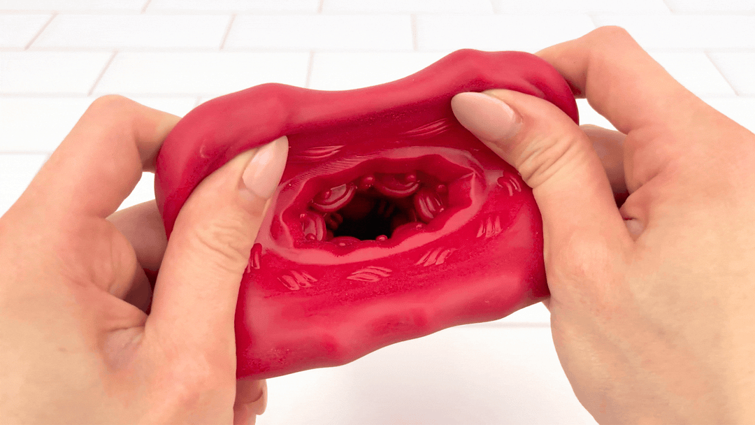 GIF of Flaming Lips for Him Masturbator  mouth opening being stretched 