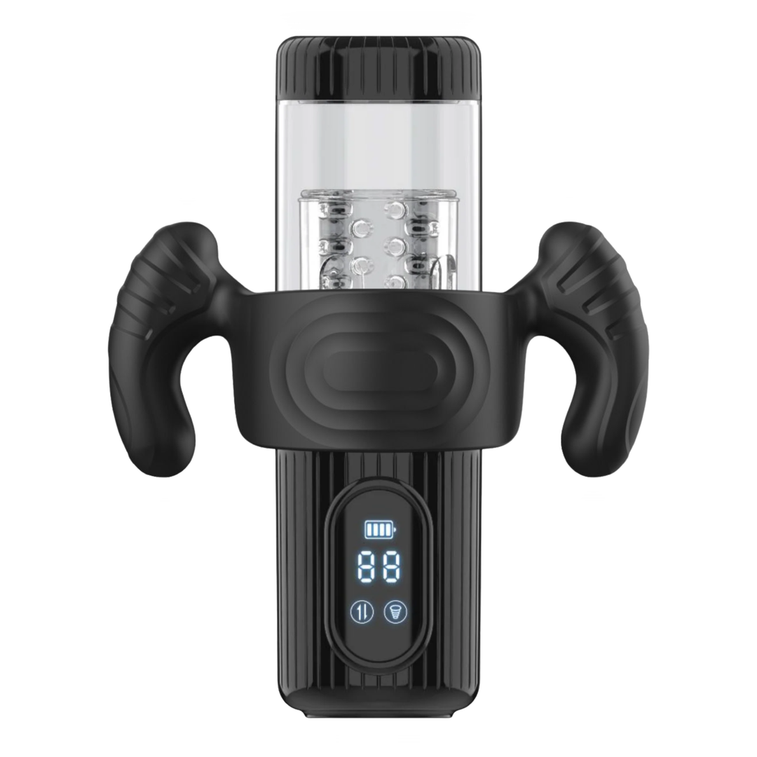 Spinning Suction Stroker with Automatic Masturbator Handle Attachment