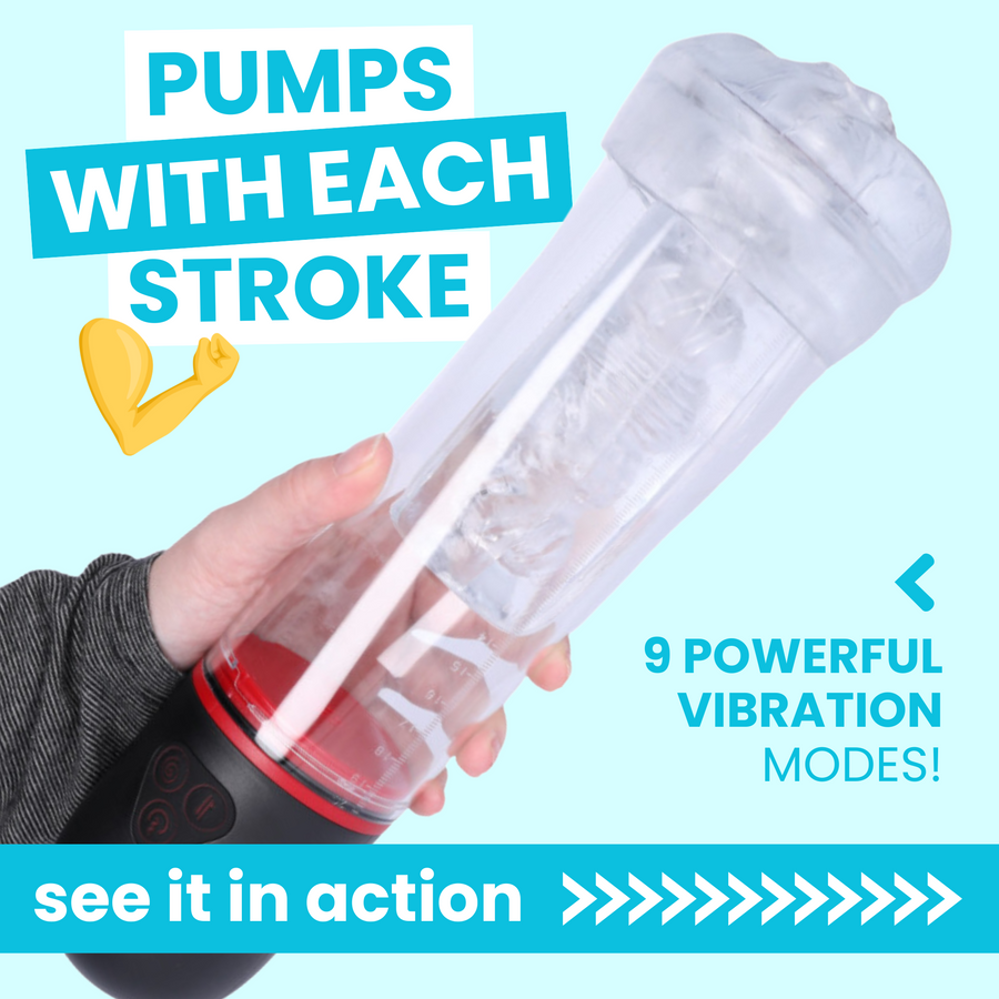 pumps with each stroke vibrating penis pump 9 vibration modes 2 suction modes see it in action 