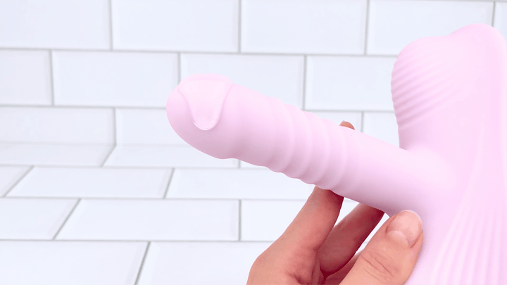 GIF of powerful vibrations from shaft from Thrusting Hands-free Vibrator