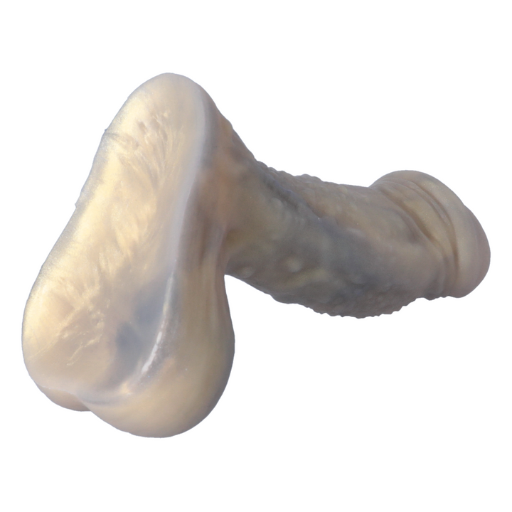 view from base alien dildo with bumps and ridges 