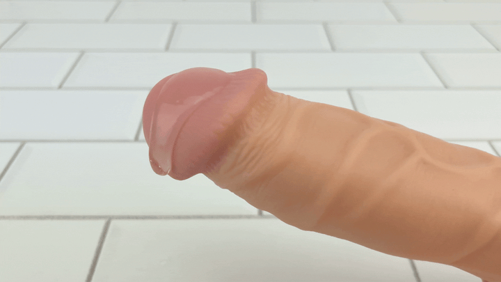 GIF of lubricant on vibrating tip of The Real Feel Vibrator With Balls 