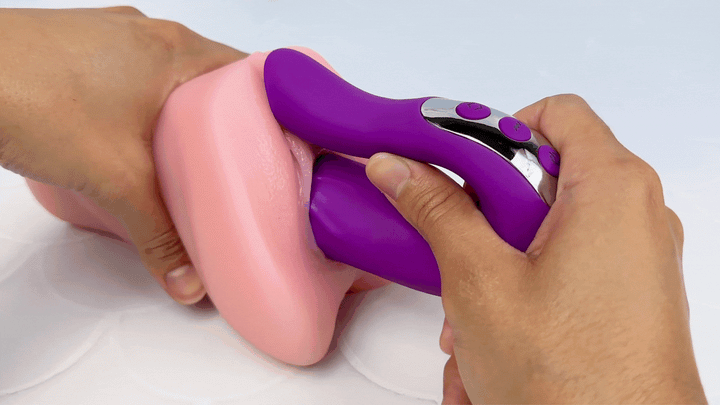 GIF of vibrator rotating in a model of a vagina
