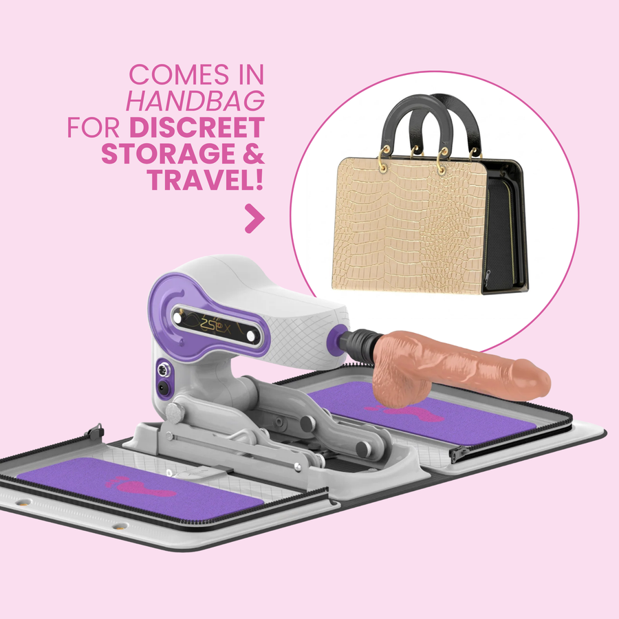 Thrusting Automatic Sex Machine comes in handbag for discreet storage and travel 
