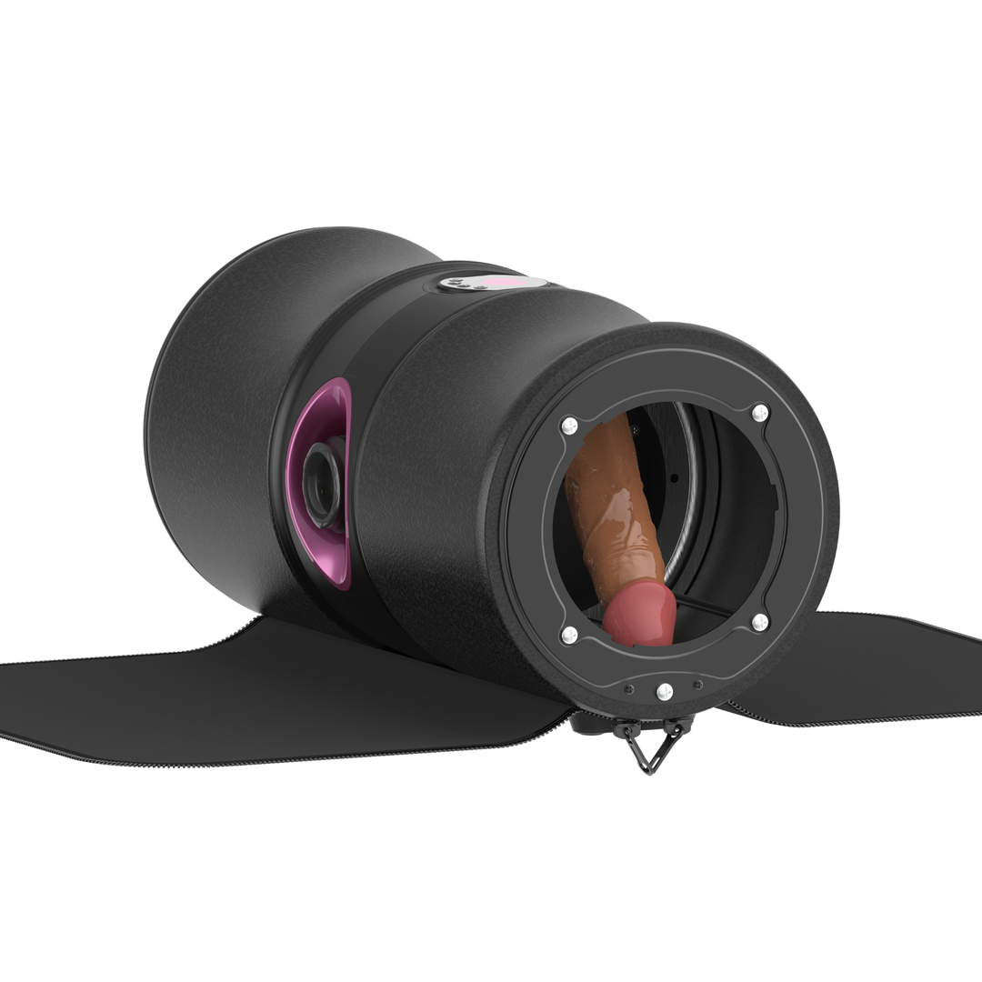 Sex Machine storage compartment open showing dildo inside 