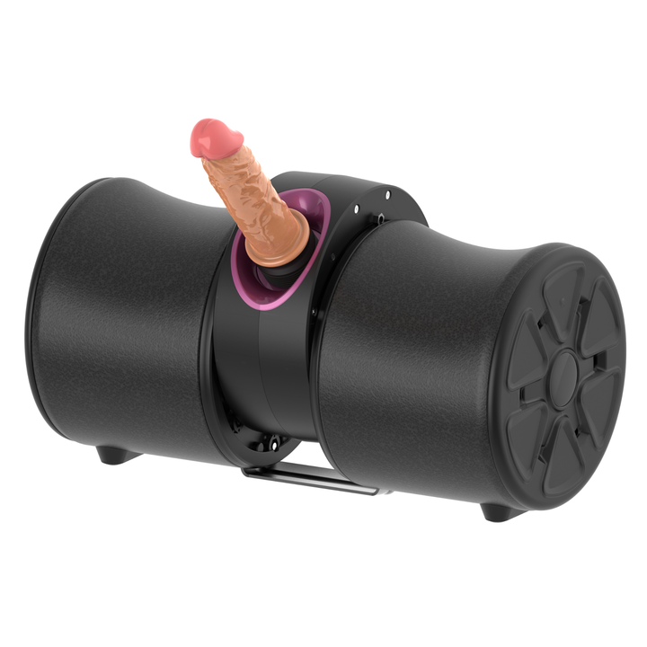 Sex Machine adjusted upward with the included dildo attached 