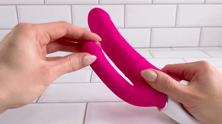 GIF anal shaft being moved to show flexibility of Waterproof Silicone Double Penetrating Vibe 