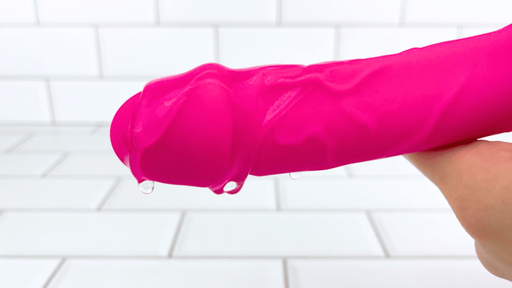 GIF of Bendy Silicone Double Dildo Vibrator with Clit Teaser vibrating dongs 