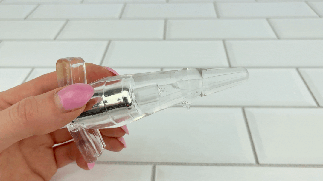 GIf of Vibrating Jelly Butt Plug with lube