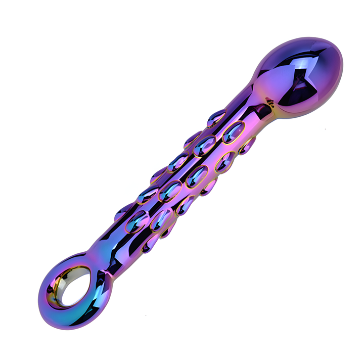 Rainbow Galaxy Glass Prostate Pull Plug & Nubby G-Spot Wand showing the different color variations of the product.