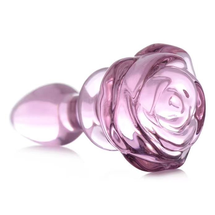 Bloom Rose Glass Anal Plug Success view from the end of the plug.