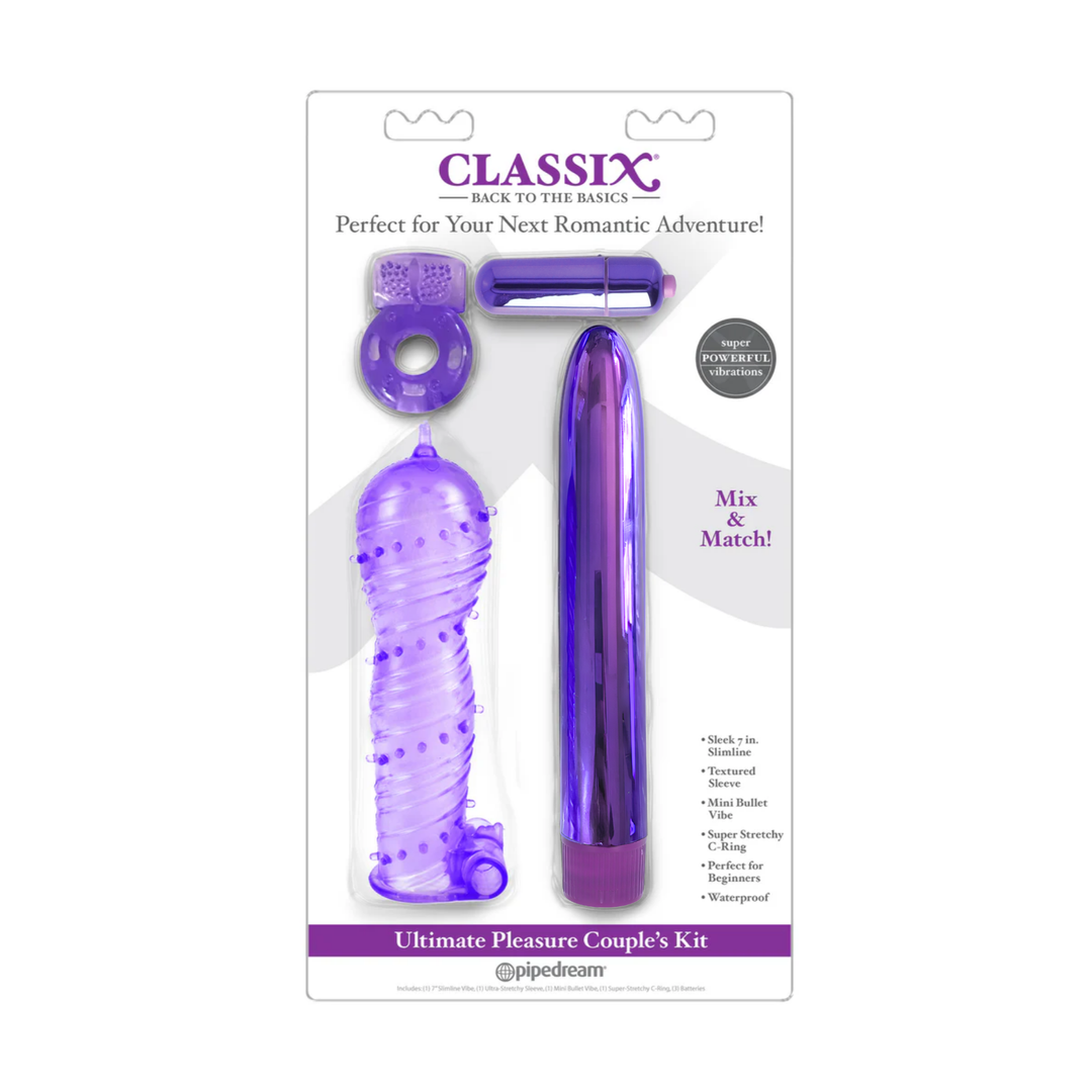Classix Ultimate Pleasure Couple's purple in packaging