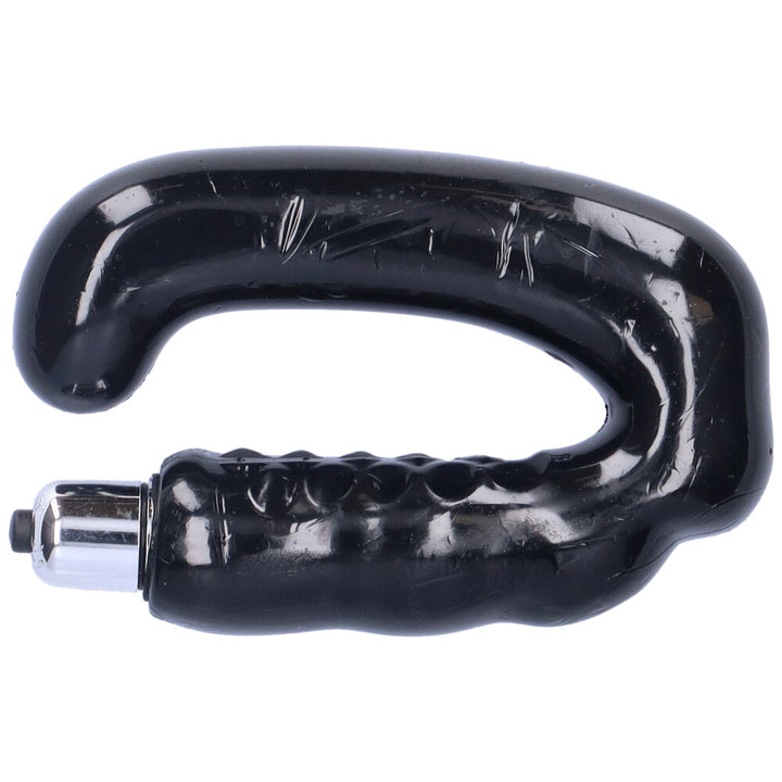 Bird's eye view of black vibrating prostate massager.