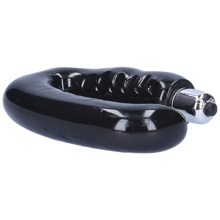 Side view of black vibrating prostate massager.