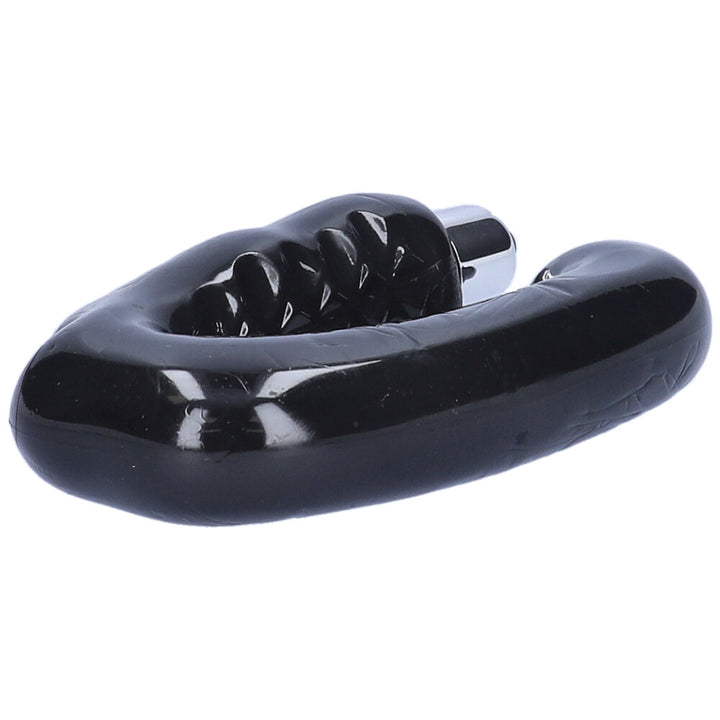 Bottom view of black vibrating prostate massager.