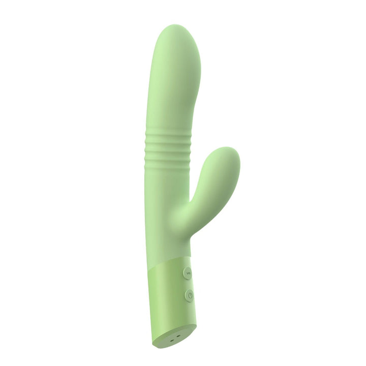Side view of green thrusting rabbit