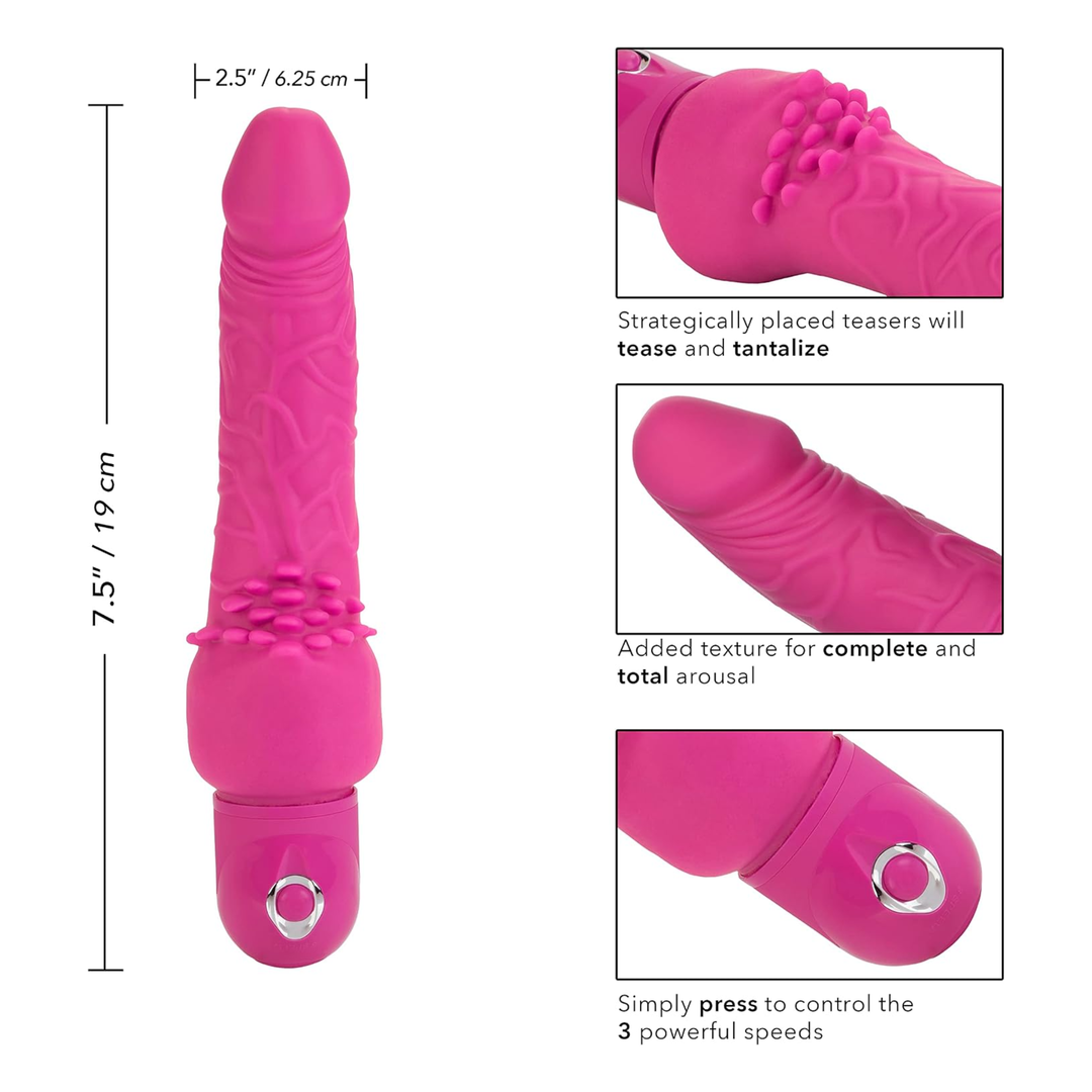 product dimensions calexotics Power Stud Cliterrific Dildo Vibrator