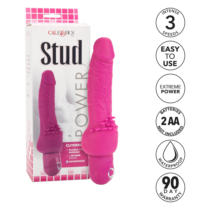 product details calexotics Power Stud Cliterrific Dildo Vibrator