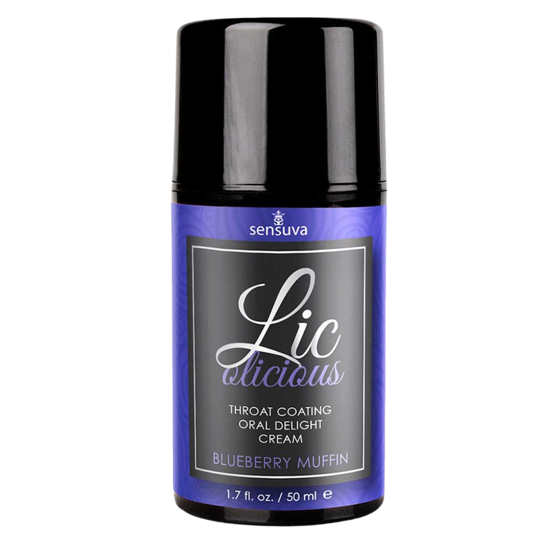 Sensuva Lic Licious Blueberry Muffin oral delight cream bottle on a white background