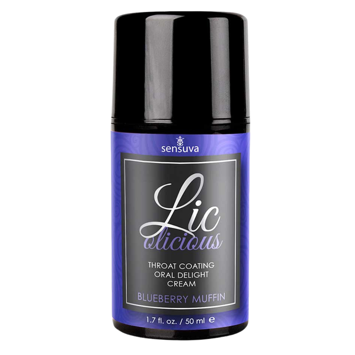 Sensuva Lic Licious Blueberry Muffin oral delight cream bottle on a white background