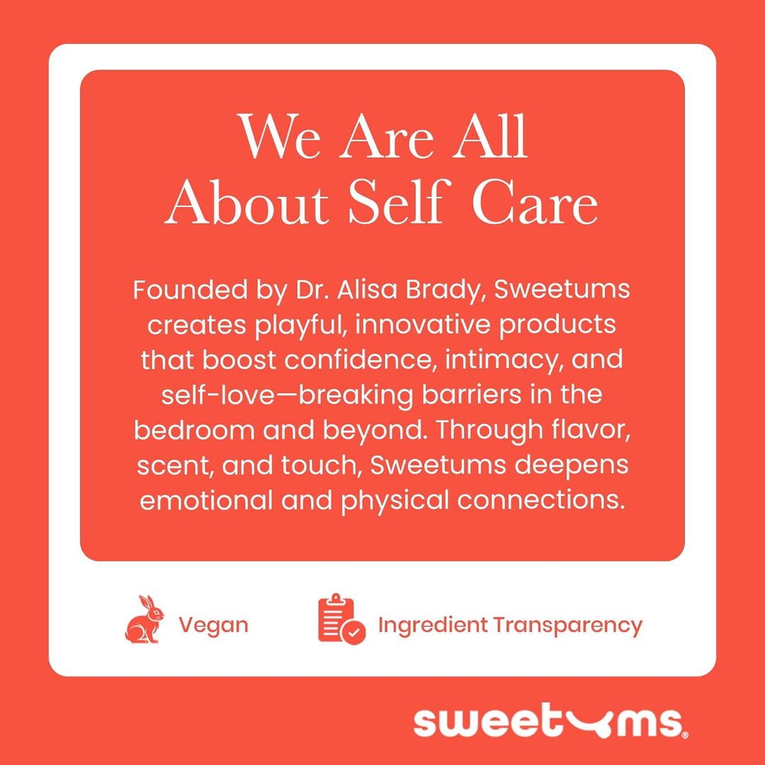 sweetums company founded in self love, vegan, ingredient transparency 
