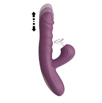 PURPLE SUCKING RABBIT with arrows demonstrating thrusting motions and sucking functions 