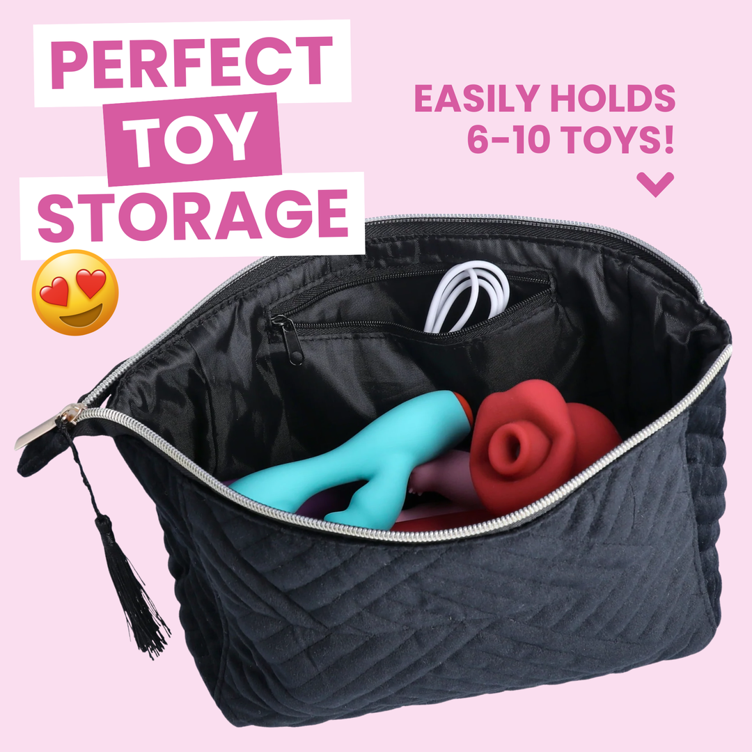 perfect toy storage Classy Quilted Fabric Storage Bag for Your Sex Toys and Lubes 