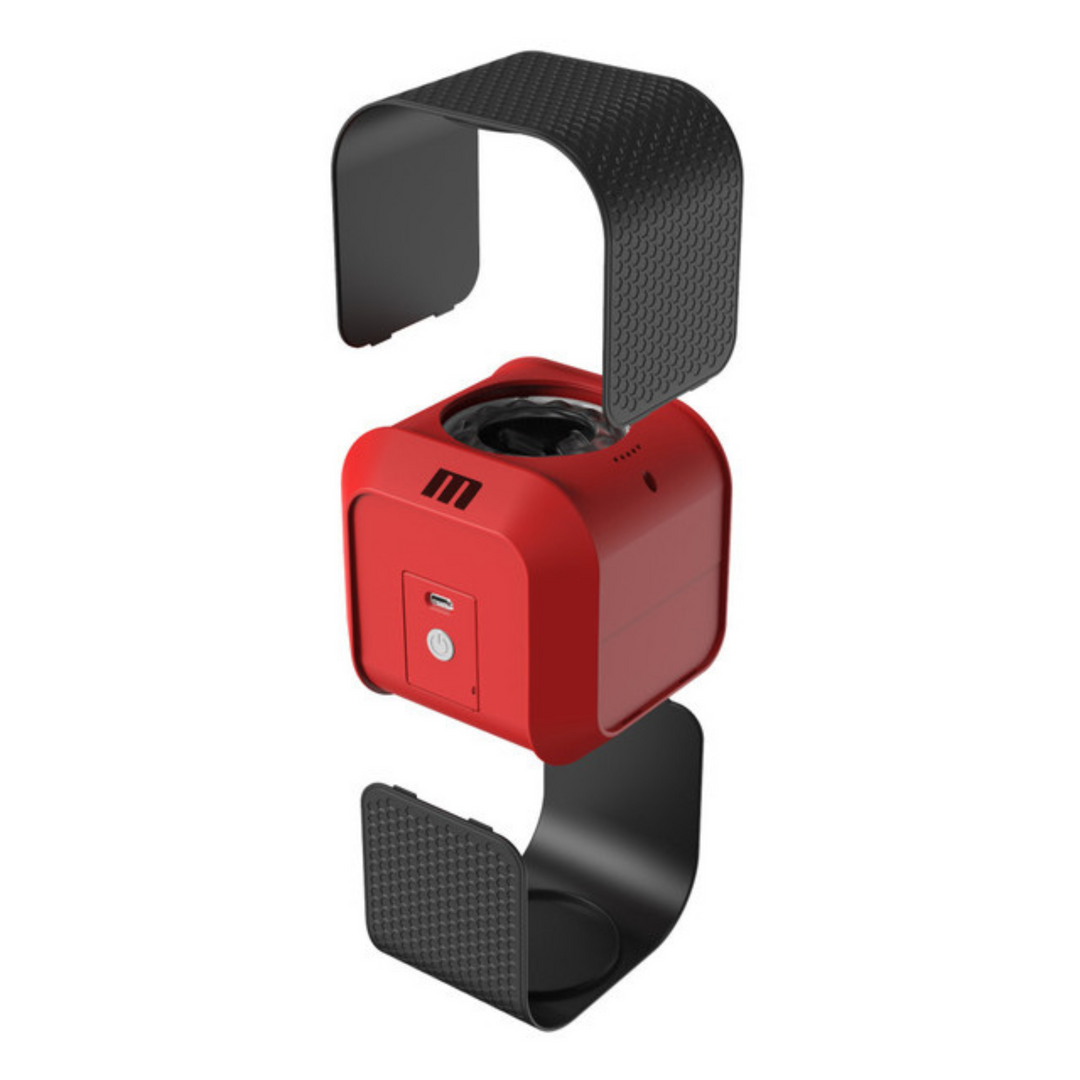 M for Men SlamBox Rechargeable Masturbator - Red product image with the outside removable parts removed.