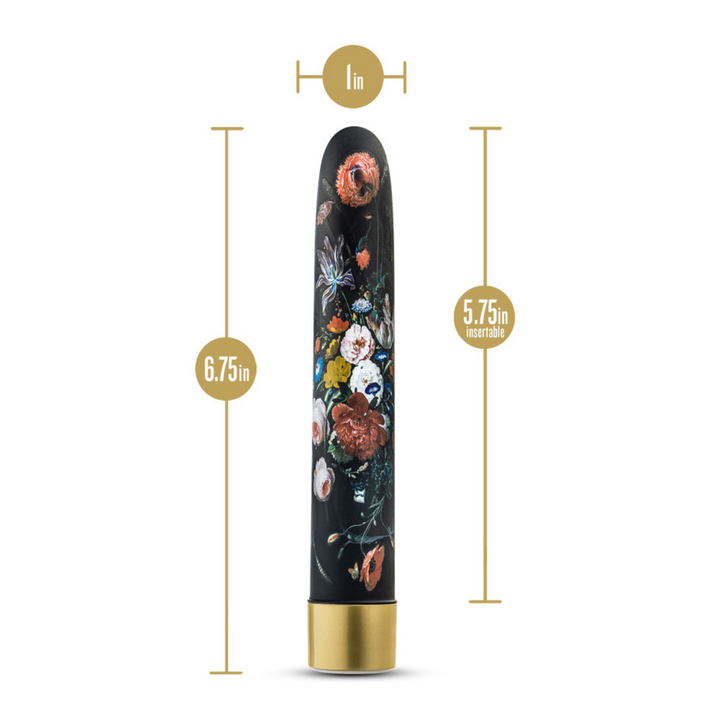 The Collection - Bountiful - 7 Inch Rechargeable Vibe - Flora product image of measurements. 