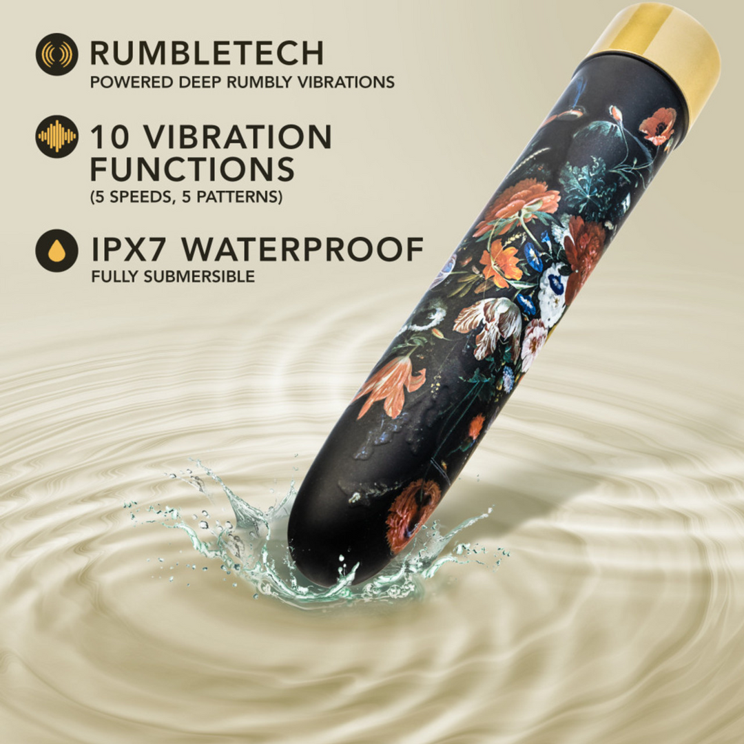 The Collection - Bountiful - 7 Inch Rechargeable Vibe - Flora showing rumble vibrations in water.