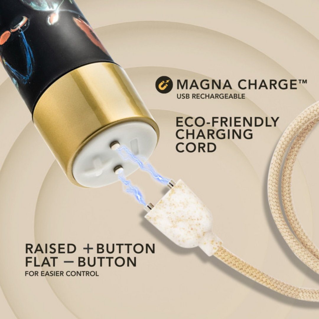 The Collection - Bountiful - 7 Inch Rechargeable Vibe - Flora image showing where the magnetic charger attaches to base of product.