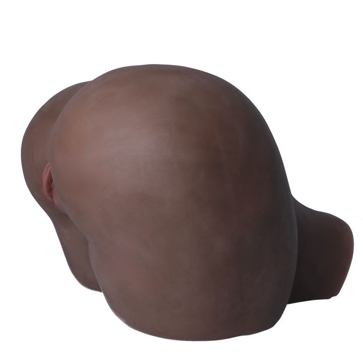 side view of life size brown male masturbator showing butt and thighs