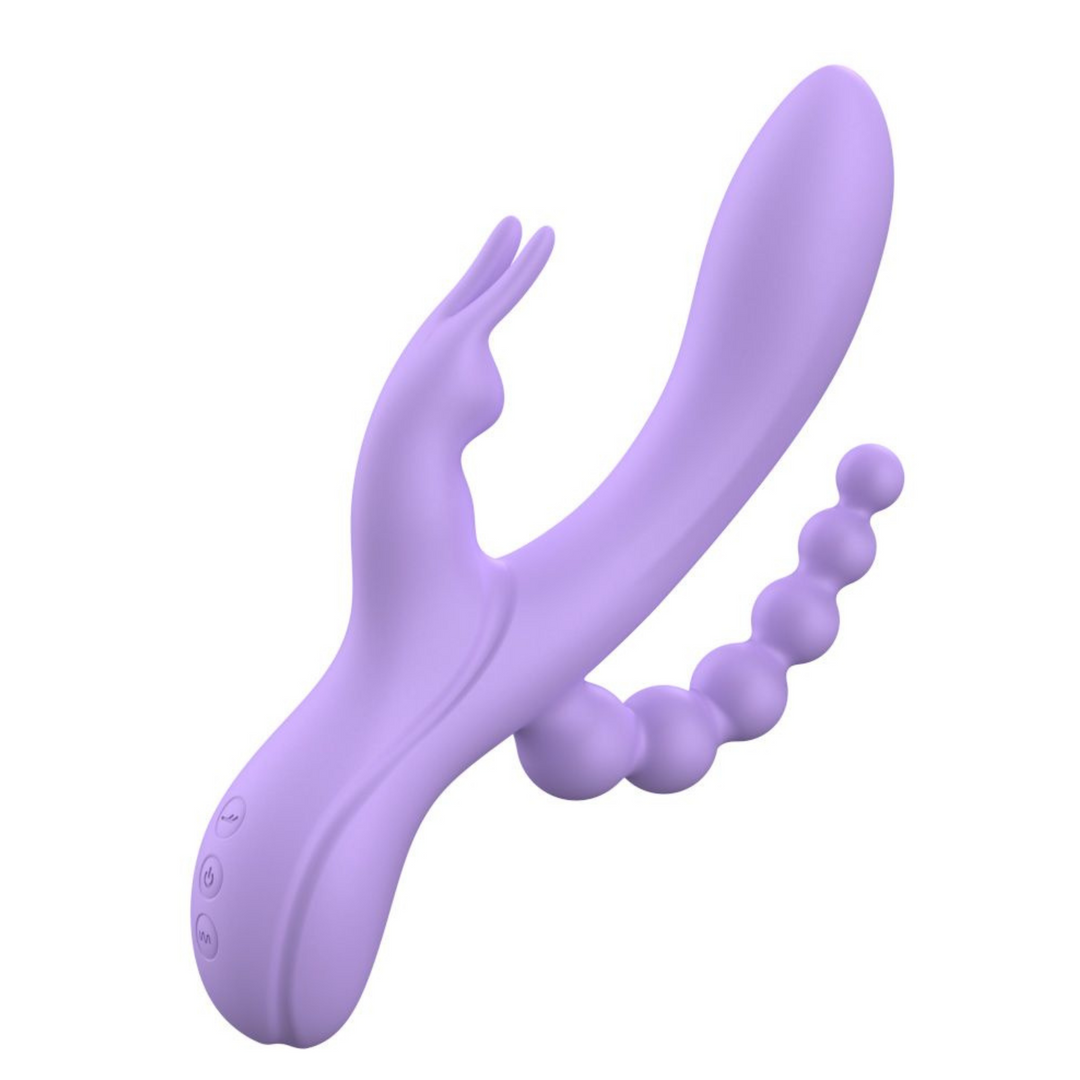 Lavender Trifecta Silicone Triple Stimulator - Powerful Vibes in Dual TooTimid.com Lavender Trifecta Silicone Triple Stimulator - Powerful Vibes in Dual TooTimid.com