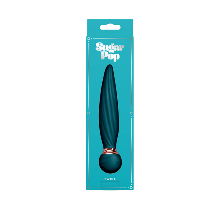 Sugar Pop Twist Rechargeable Silicone Vibrator product packaging.