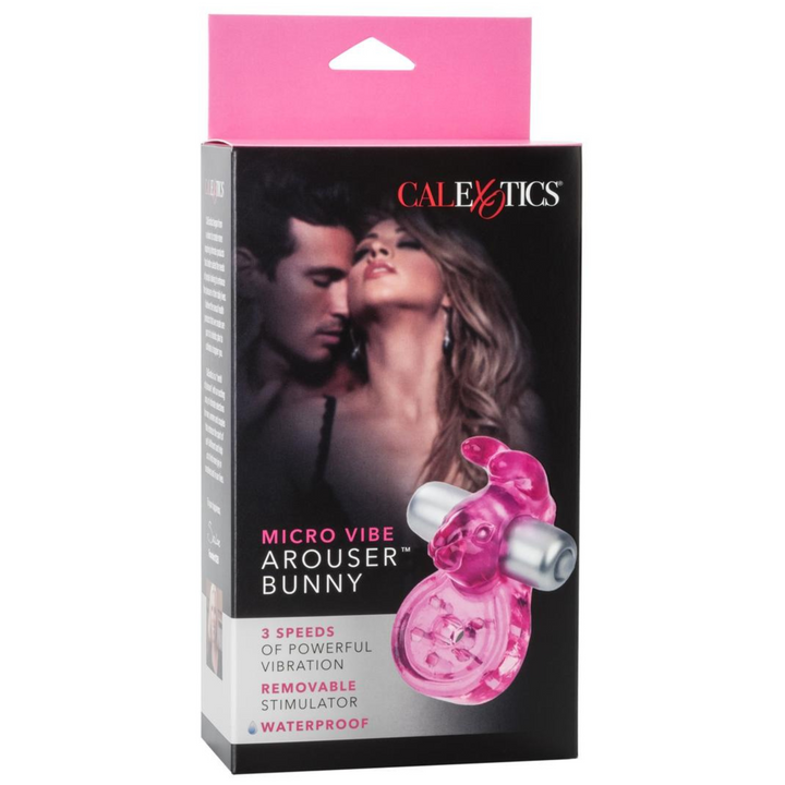Micro Vibe Arouser Bunny Vibrating Cock Ring - Purple packaging
