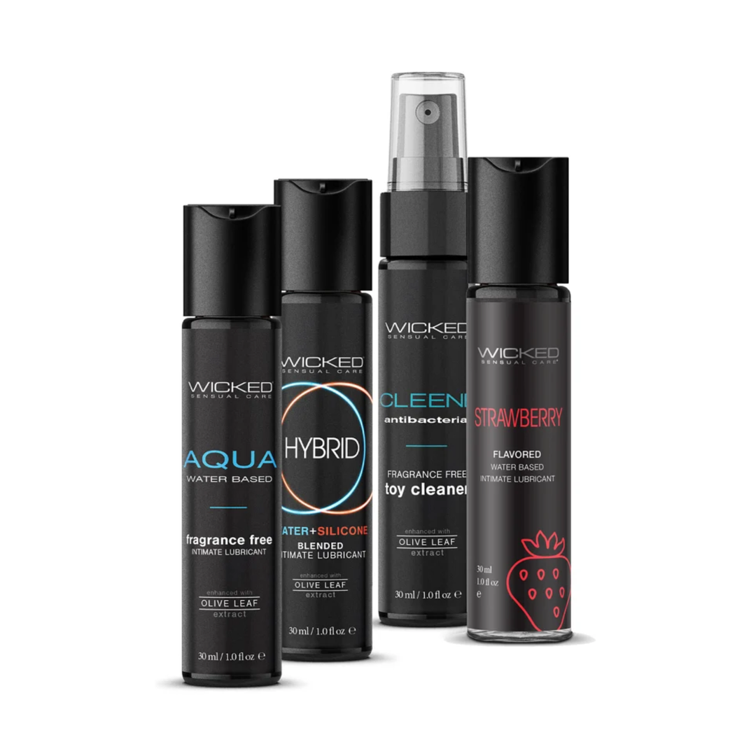 Wicked Weekend Adventure Kit aqua, hybrid, cleene spray, strawberry oral lube