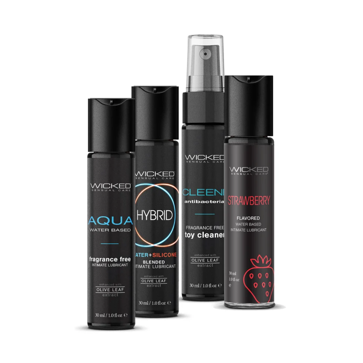 Wicked Weekend Adventure Kit aqua, hybrid, cleene spray, strawberry oral lube
