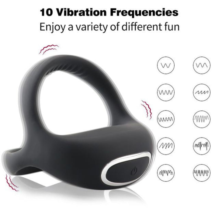 Black vibrating dual cock ring