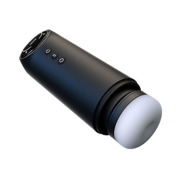 Thrusting, vibrating black masturbator with no cap