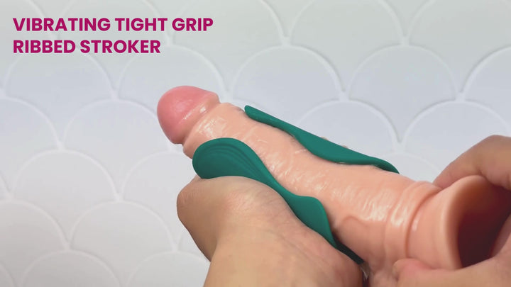 Vibrating Ribbed Silicone Penis Gripper Stroker | Rechargeable HJ & BJ Aide