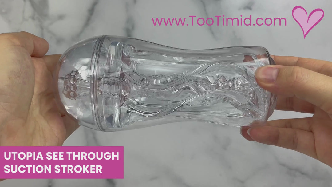 Video of clear male masturbator in clear cup
