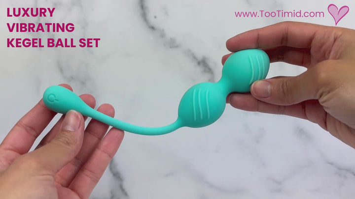 Video showing kegel balls being used on a model of a vagina