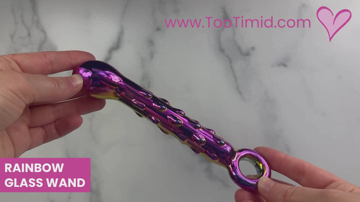 video of rainbow glass dildo