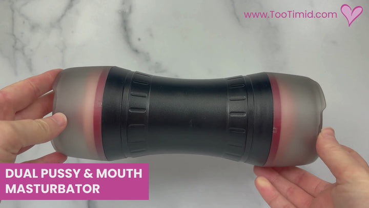 Video of masturbator features. Shown in action and being used with a dildo