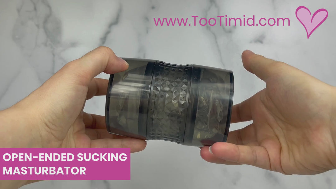 Video of clear male masturbator in black hard case