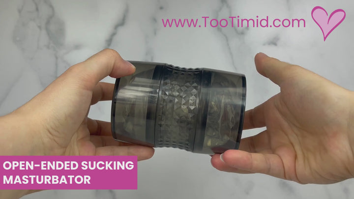 Video of clear male masturbator in black hard case