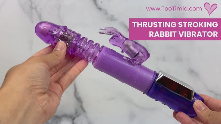 Video of thrusting and rotating stroker in action and being used on a model of a vagina