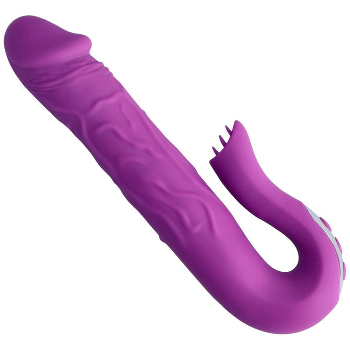 Bird's eye view of purple rotating triple tongue dual-action vibe.