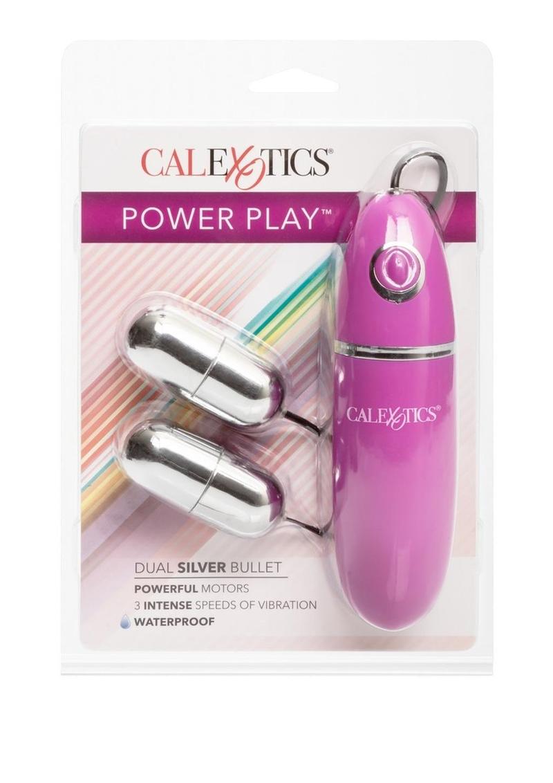 Calexotics Power Play product packaging with a purple and silver device on a white background