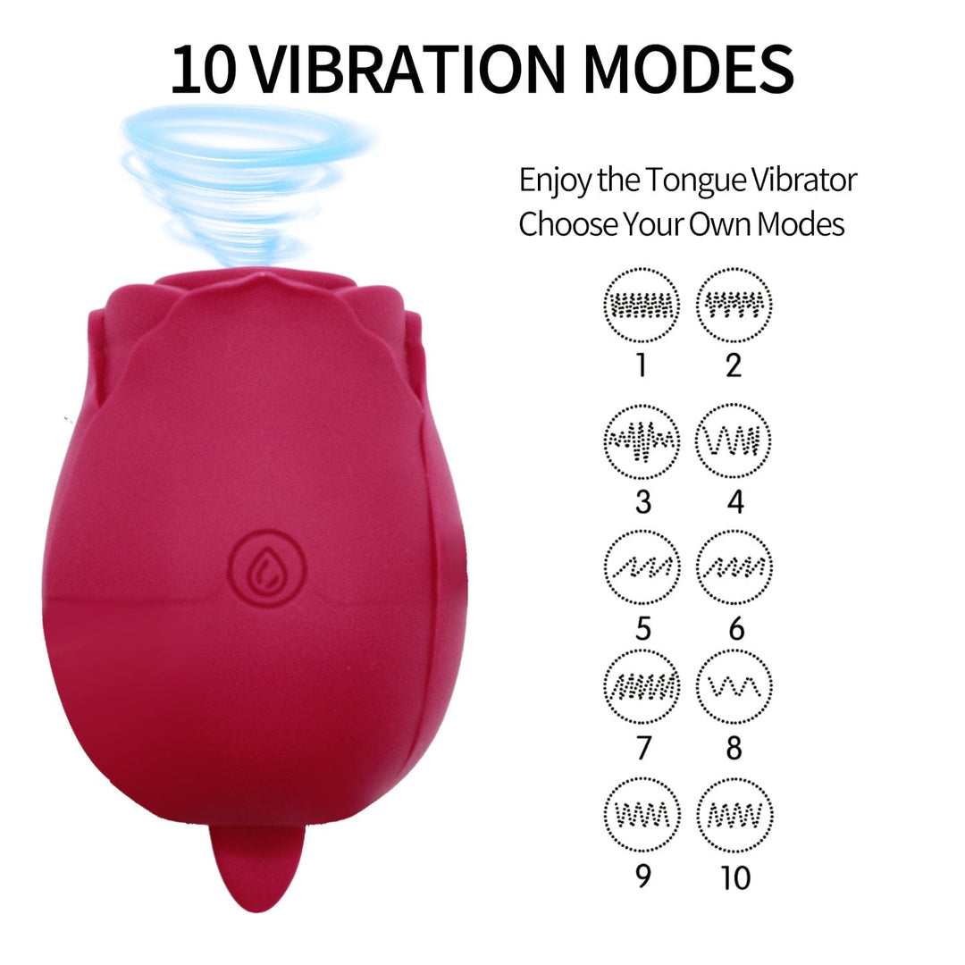 Image showing the 10 vibration modes of the rose clitoral stimulator.